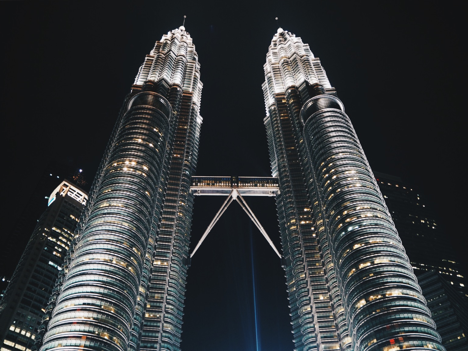 The Petronas Towers in Kuala Lumpur after dark