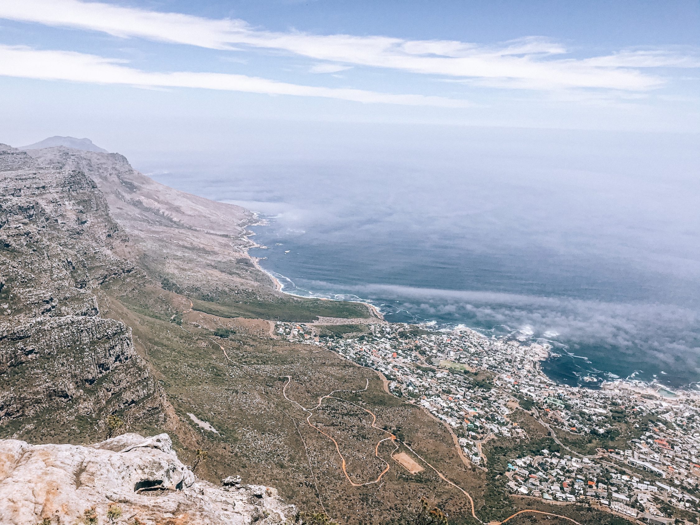 Cape Town and surrounding ocean seen from above